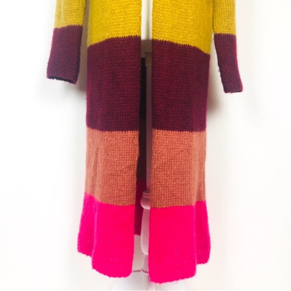 Free People Over The Rainbow Multicolor Long Striped Cardigan Sweater Large - Picture 15 of 16